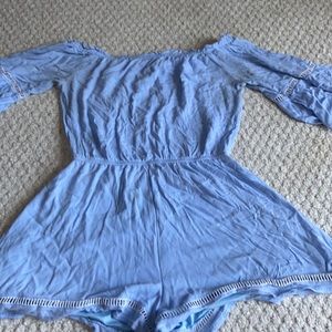 Baby blue off the shoulders romper